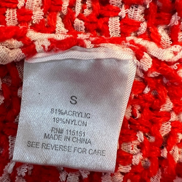 S Womens Romeo + Juliet Couture Pullover Sweater Top Long Sleeve Red White Small - Picture 5 of 9